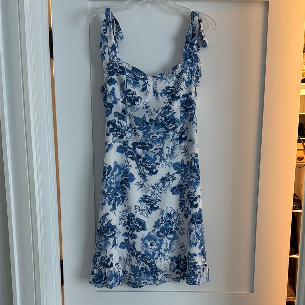 Aqua Blue and White Mini Dress